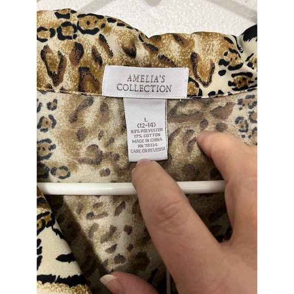 Amelias Collection 2 Pc Pantset Loungewear Leopard print Brown Tones Womans Size - Picture 4 of 8